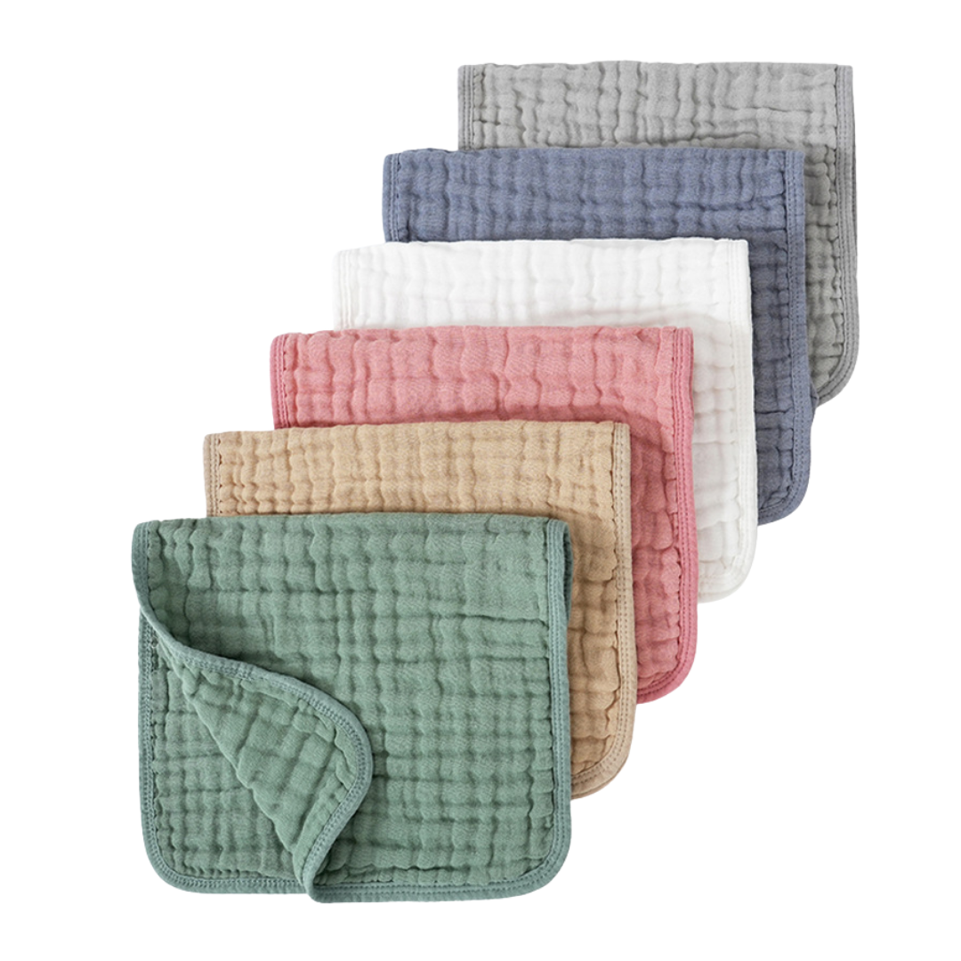 Baby Burpdoeken Muslin Katoen β 6-Pack β Extra Zacht, Absorberend & Groot 25Γ50 cm β Spuugdoeken voor Jongens & Meisjes β 9 Kleuren