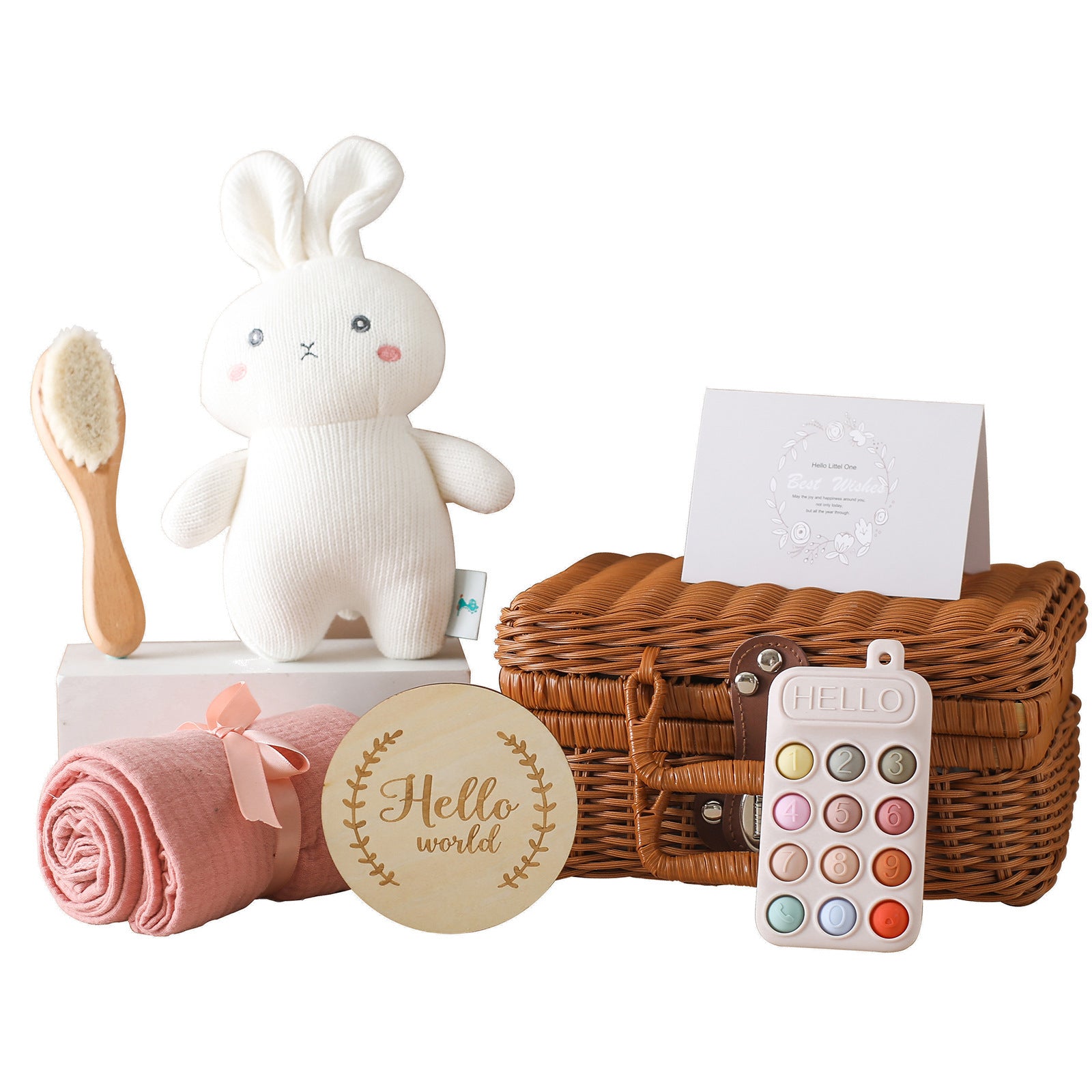 Eco Chic Kraamcadeau - met Rieten koffertje