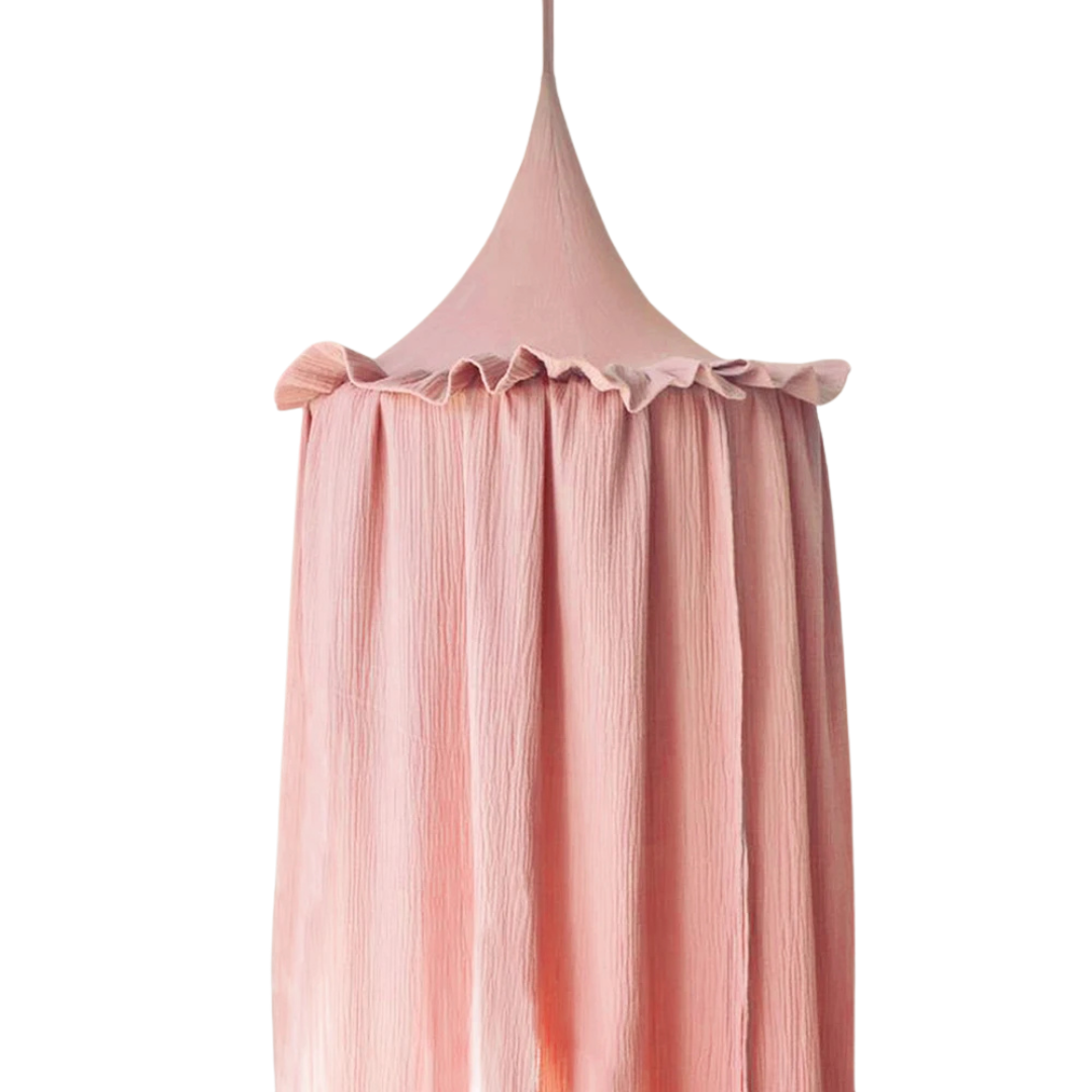 Stijlvolle Canopy met Frills voor een Dromerige sfeer in de babykamer