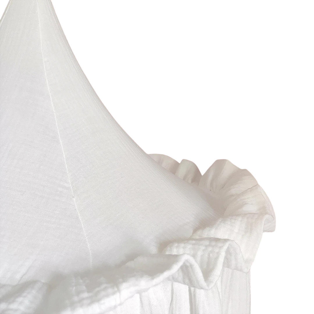 Stijlvolle Canopy met Frills voor een Dromerige sfeer in de babykamer