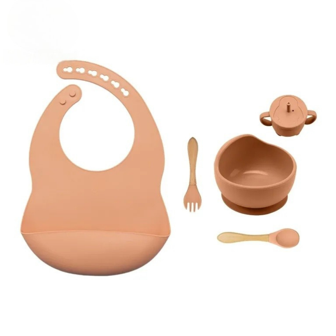 Complete 5-delige Baby Eetset met Kom van Siliconen – Voor Plezierige, Schone & Stressvrije Maaltijden
