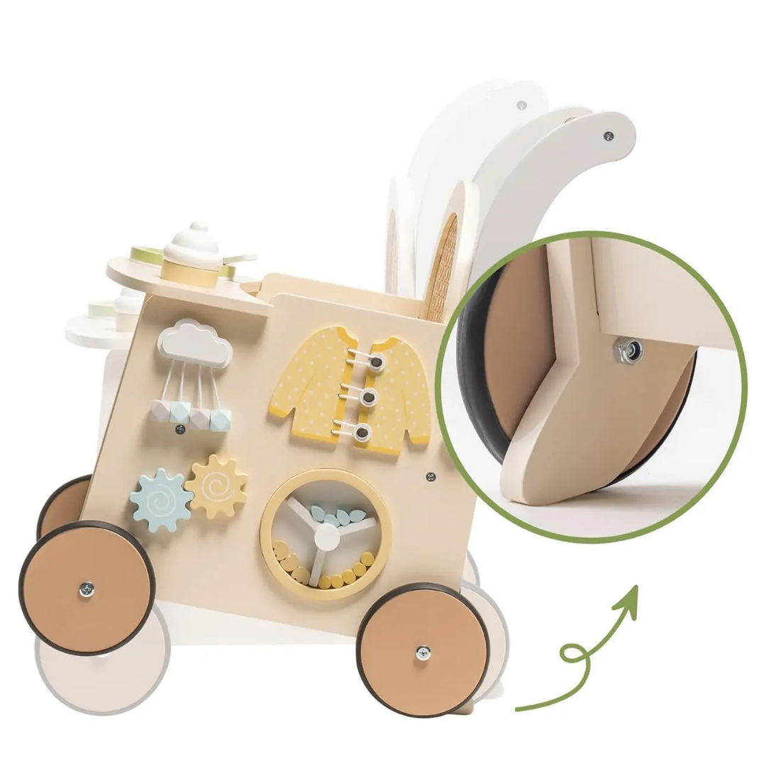 Robotime Robud Luxe Houten loopwagen - met Veiligheidsrem