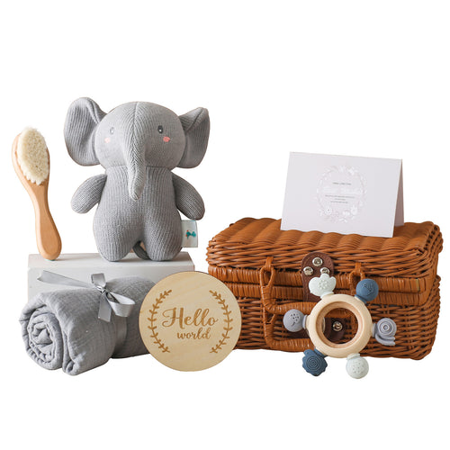 Eco Chic Kraamcadeau - met Rieten koffertje