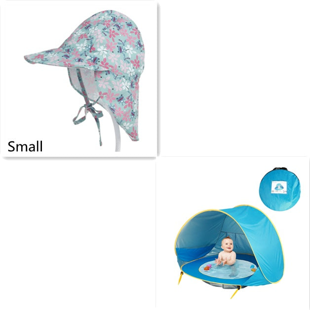 Baby pop-up tent inclusief zonnemutsje met bloemenprint