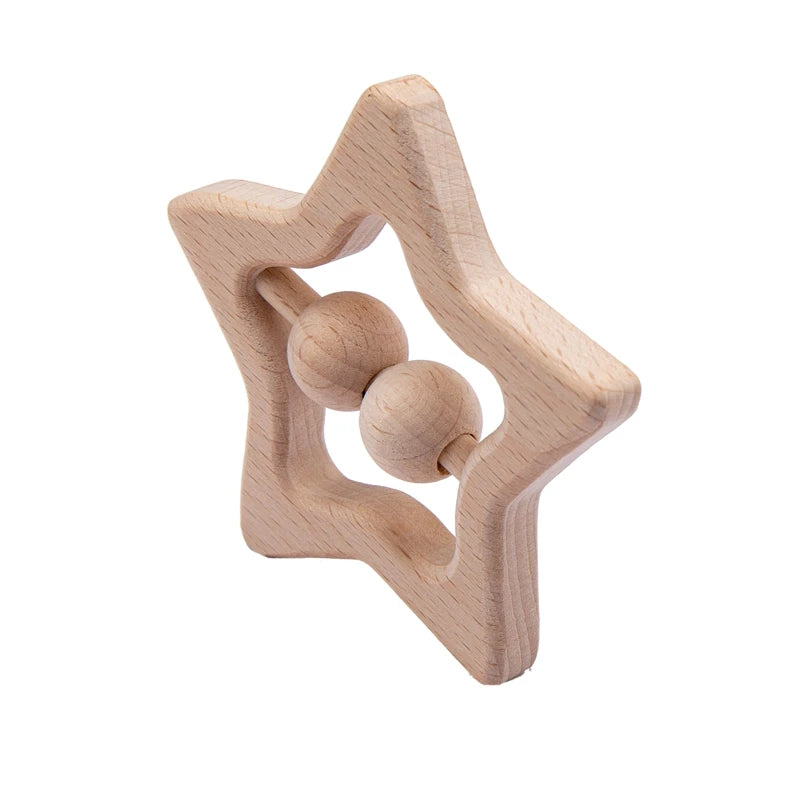 Houten Babyrammelaar met Muziek & Bijtring