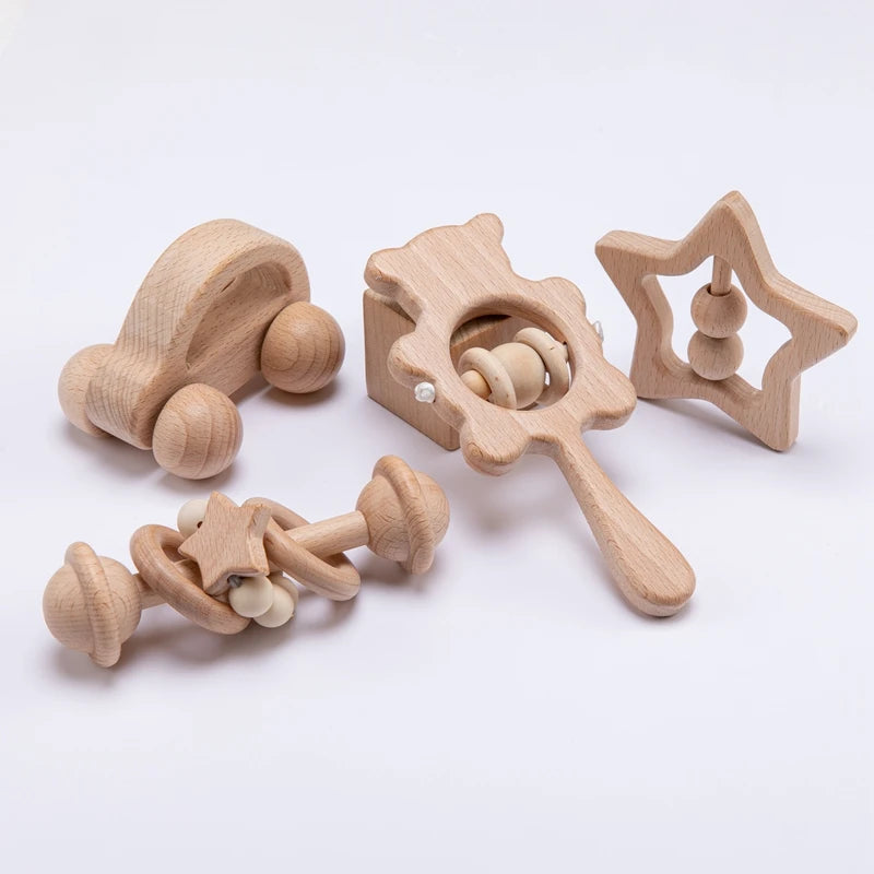Houten Babyrammelaar met Muziek & Bijtring
