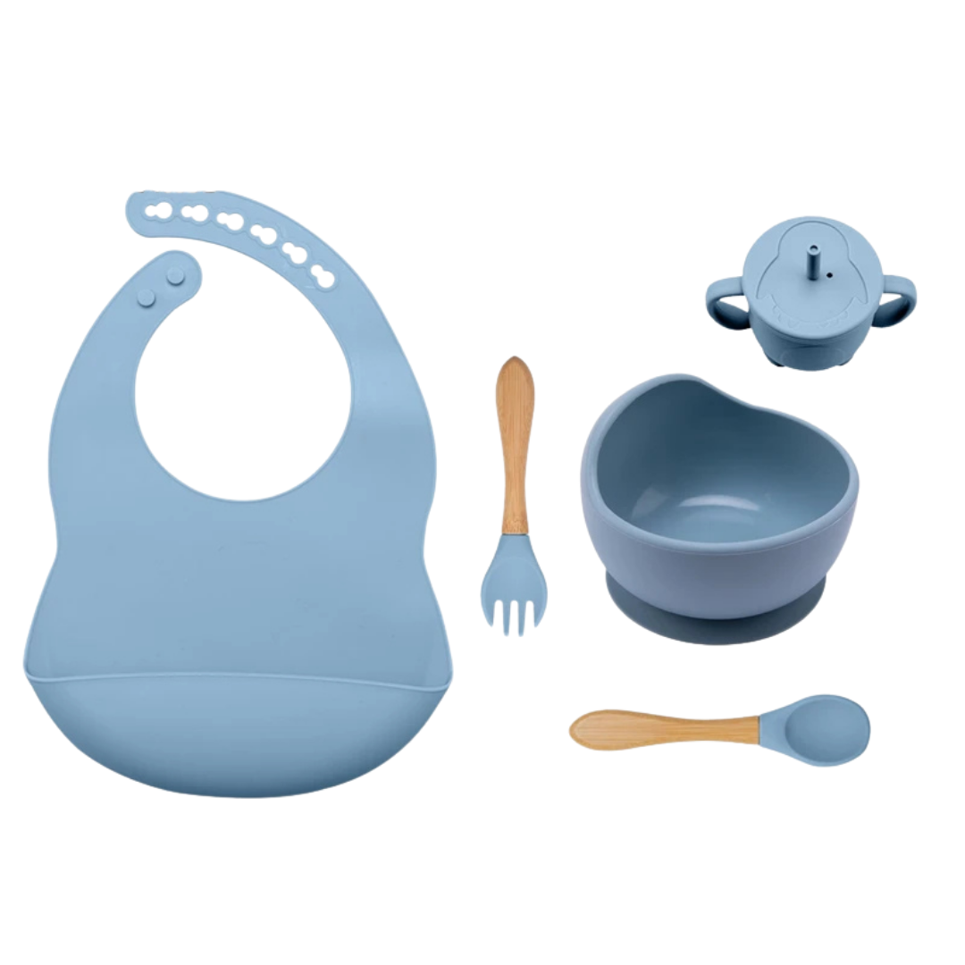 Complete 5-delige Baby Eetset met Kom van Siliconen – Voor Plezierige, Schone & Stressvrije Maaltijden