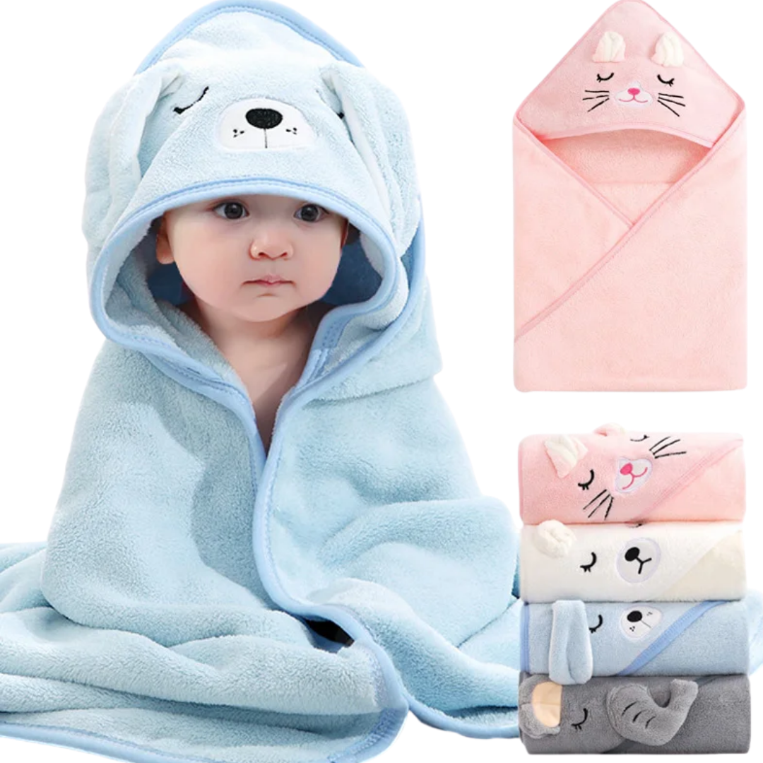 Baby Badcape met Capuchon – Zachte Coral Fleece Handdoek (80x80 cm)