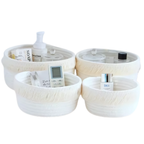 Katoenen Opbergmand met decoratieve rand – De Multifunctionele Organisator voor babyspulletjes op de commode