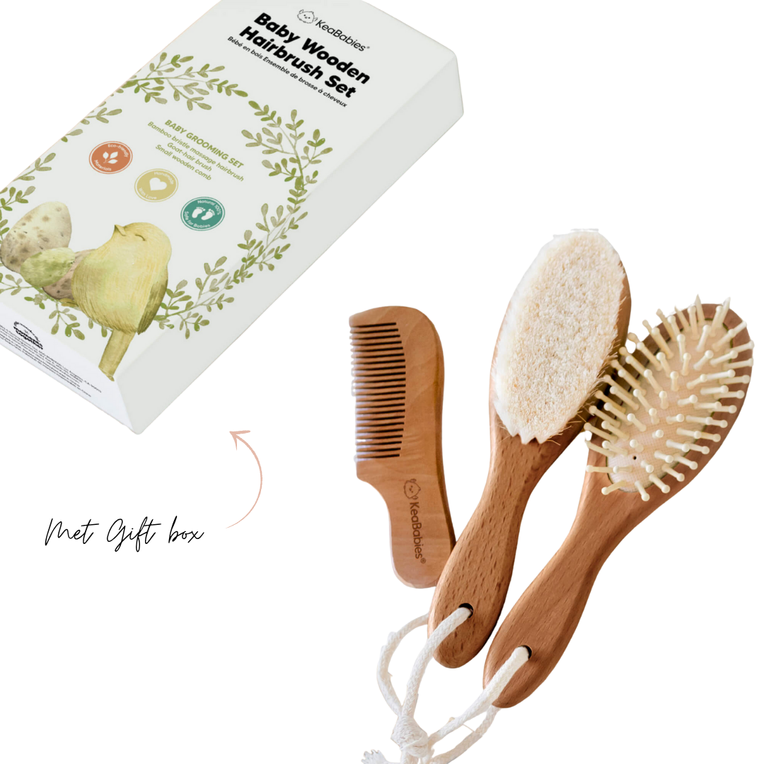 Set van 4 - Baby haarborstel en kam Gift Box