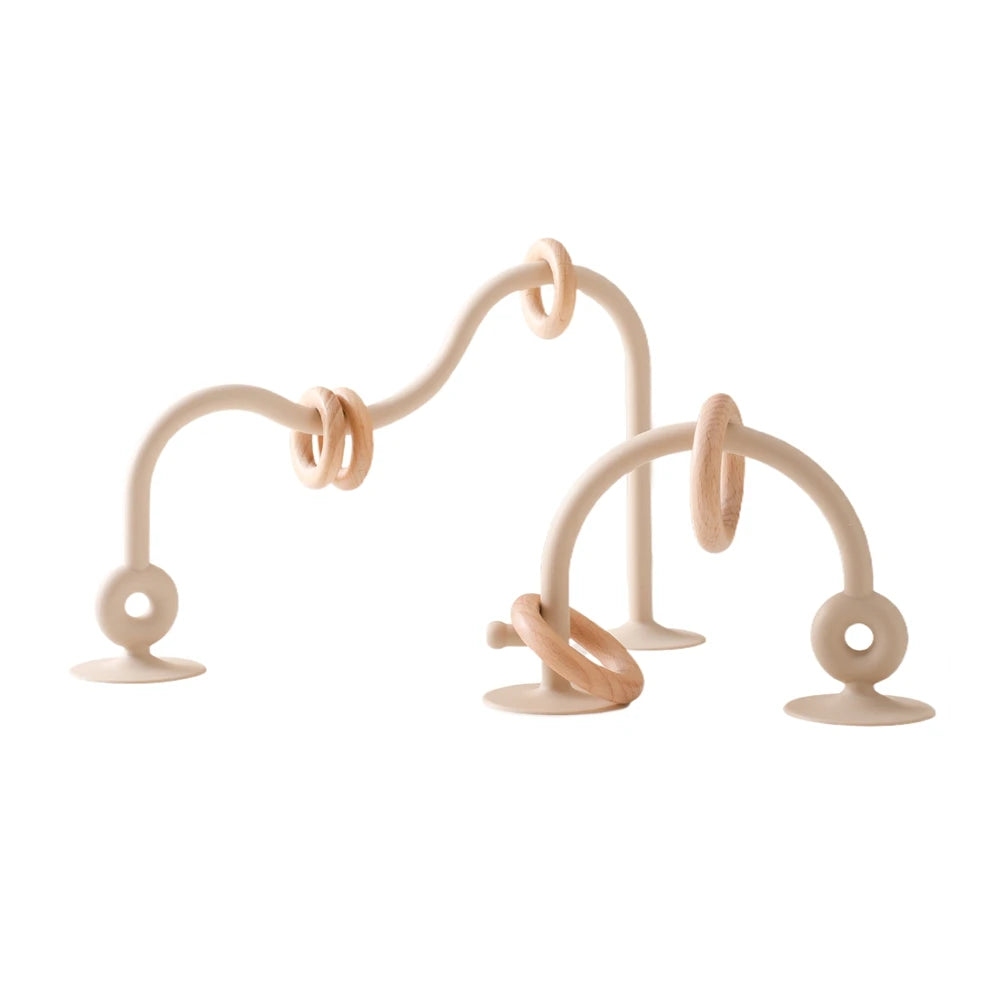 Montessori Siliconen & Houten Bijtspeelgoed – Educatief Speeltje voor Baby’s | Teether Rammelaar Roller Coaster