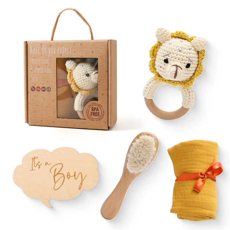 Kraamcadeau - Dierensets met bijtring in een mooie cadeauverpakking