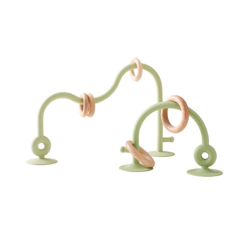 Montessori Siliconen & Houten Bijtspeelgoed – Educatief Speeltje voor Baby’s | Teether Rammelaar Roller Coaster