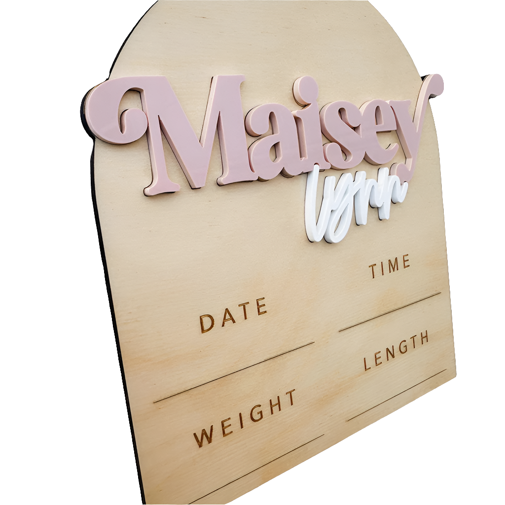 Gepersonaliseerde houten babynaam Plaque - baby aankondiging