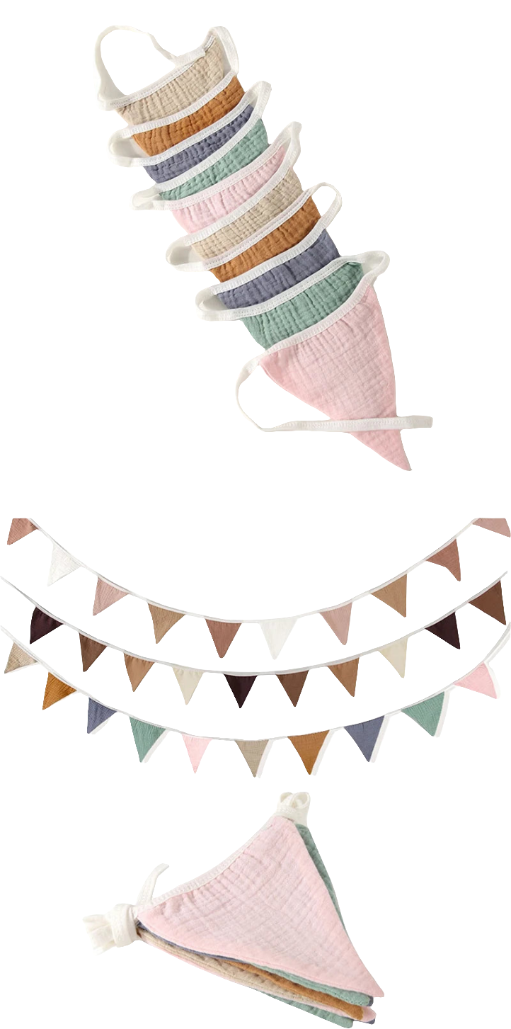 Stoffen vlaggen met 4 kleuren - babykamer decoratie