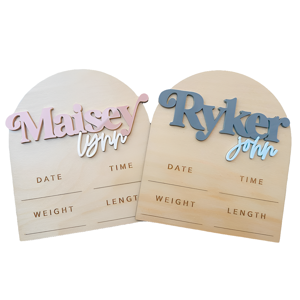 Gepersonaliseerde houten babynaam Plaque - baby aankondiging