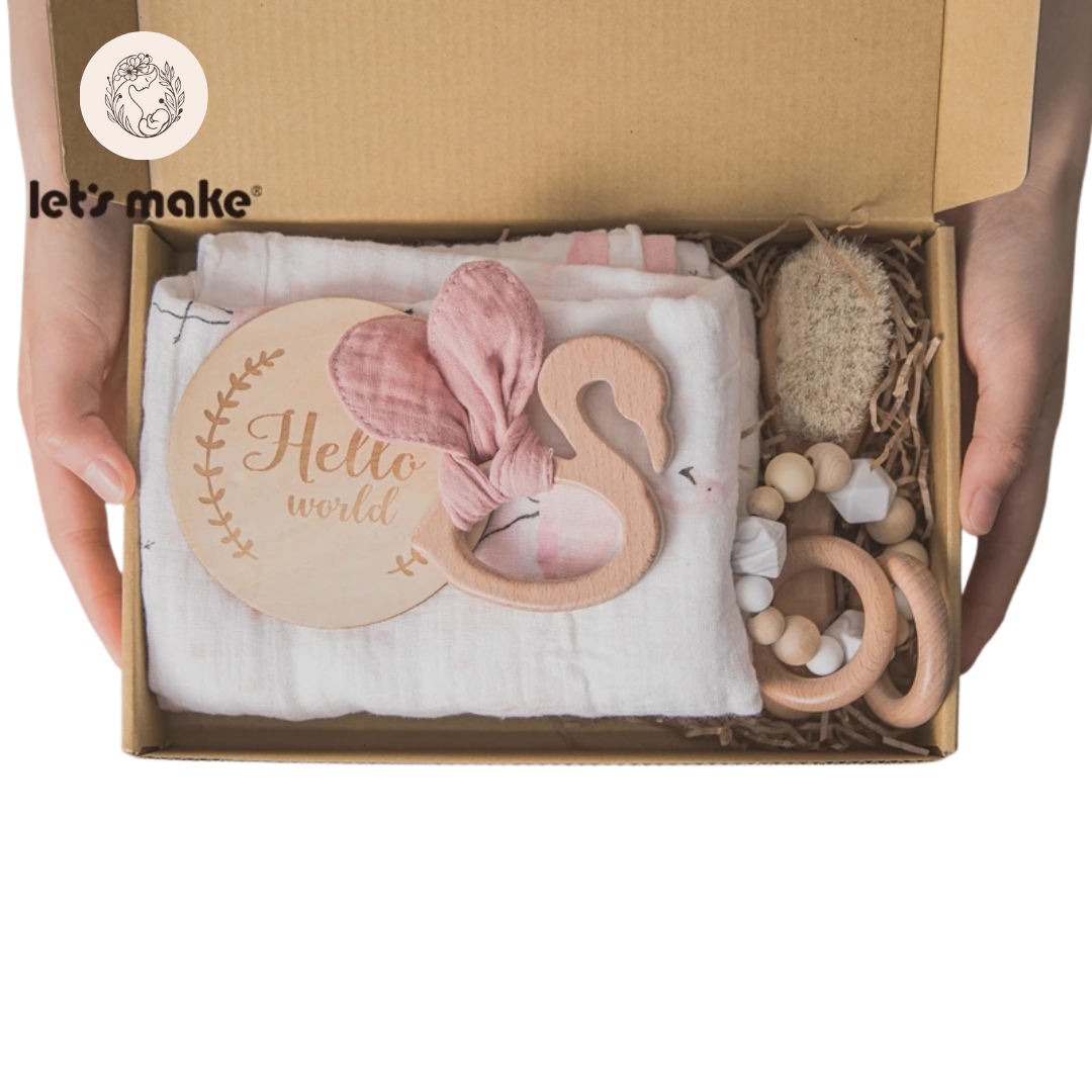 Kraamcadeau - Dierensets met bijtring in een mooie cadeauverpakking