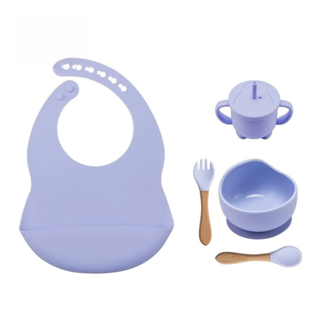 Complete 5-delige Baby Eetset met Kom van Siliconen – Voor Plezierige, Schone & Stressvrije Maaltijden