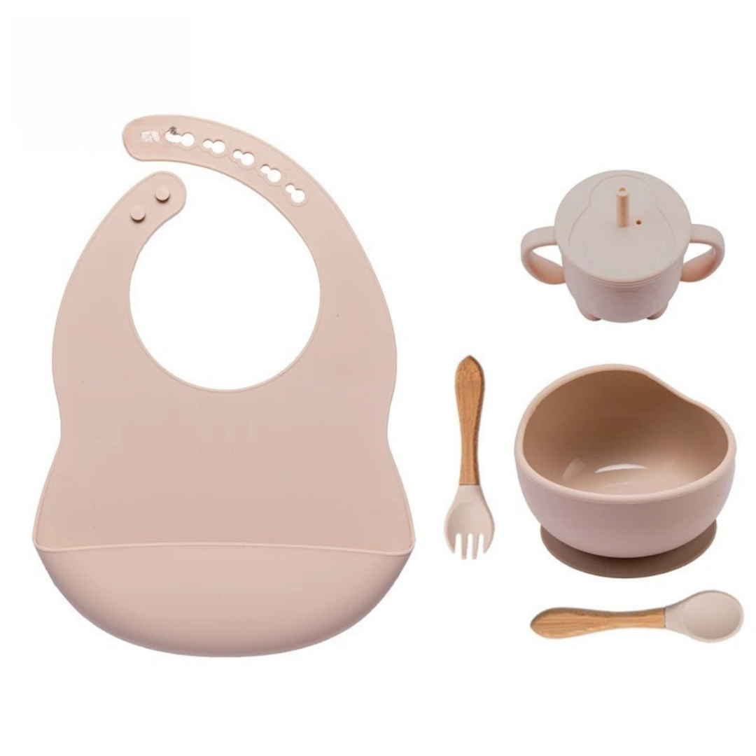 Complete 5-delige Baby Eetset met Kom van Siliconen – Voor Plezierige, Schone & Stressvrije Maaltijden