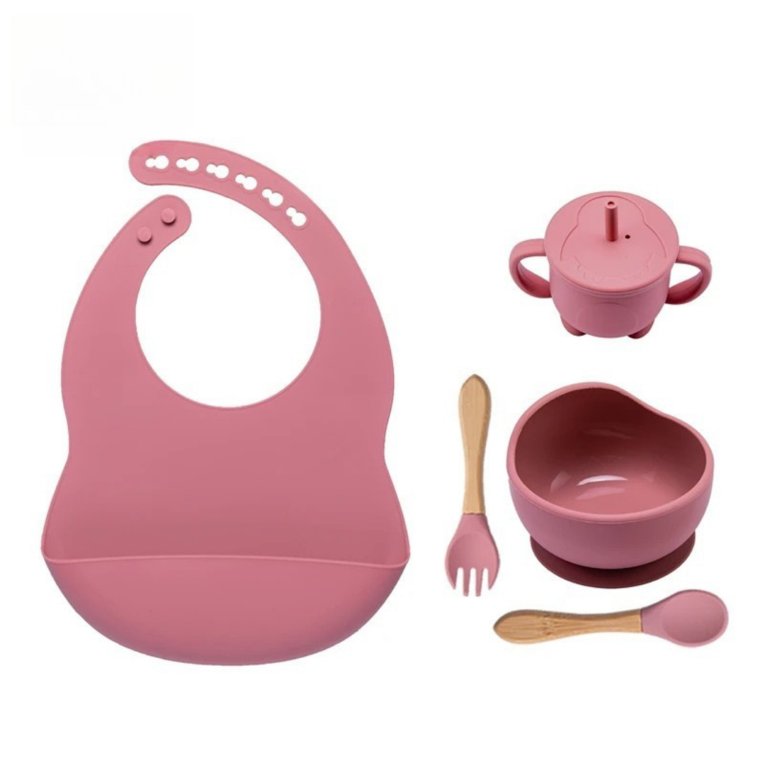 Complete 5-delige Baby Eetset met Kom van Siliconen – Voor Plezierige, Schone & Stressvrije Maaltijden