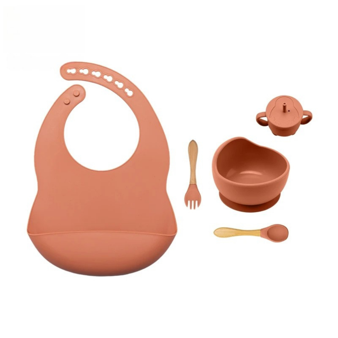 Complete 5-delige Baby Eetset met Kom van Siliconen – Voor Plezierige, Schone & Stressvrije Maaltijden