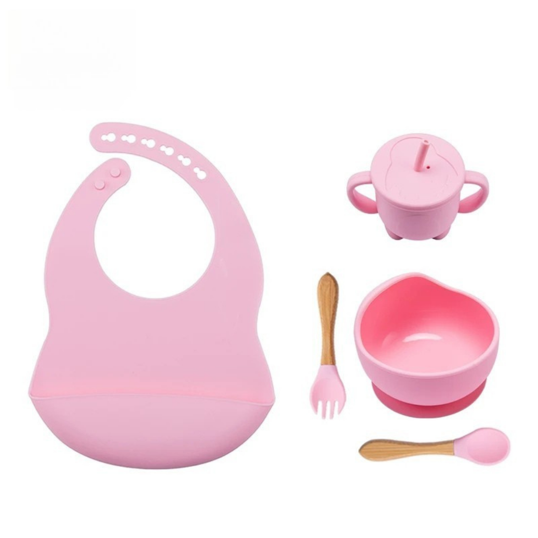 Complete 5-delige Baby Eetset met Kom van Siliconen – Voor Plezierige, Schone & Stressvrije Maaltijden