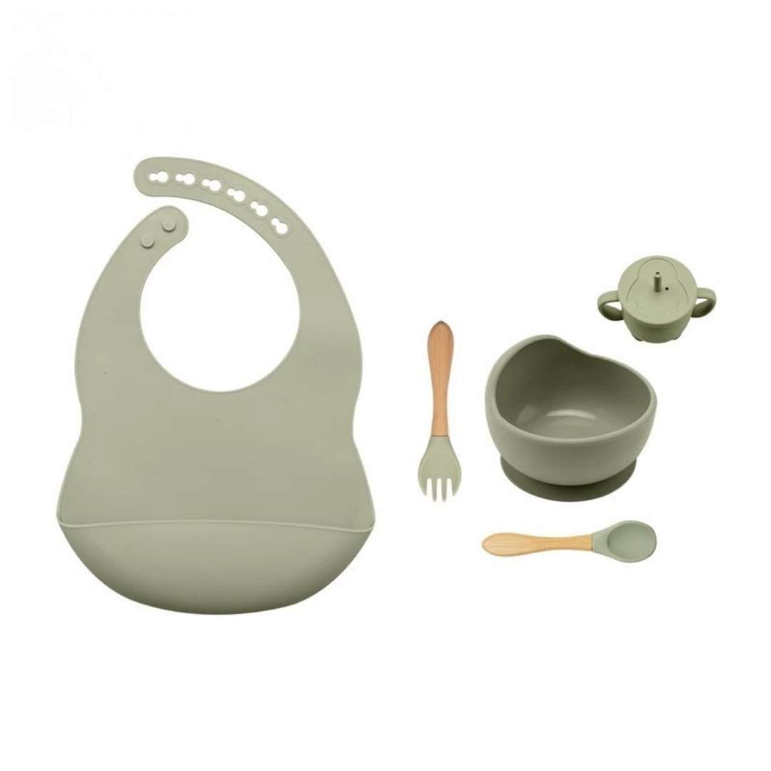 Complete 5-delige Baby Eetset met Kom van Siliconen – Voor Plezierige, Schone & Stressvrije Maaltijden