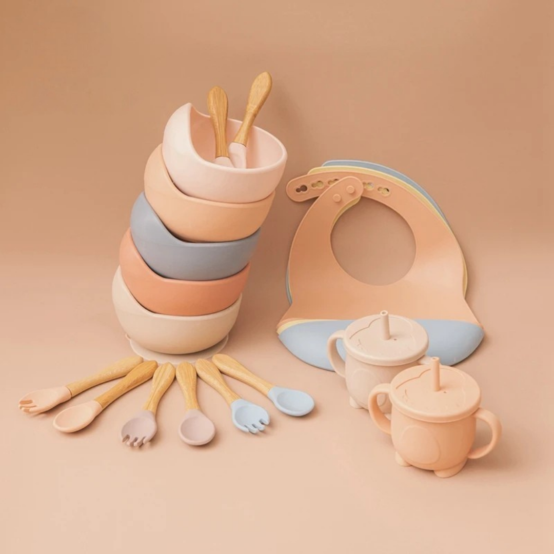 Complete 5-delige Baby Eetset met Kom van Siliconen – Voor Plezierige, Schone & Stressvrije Maaltijden
